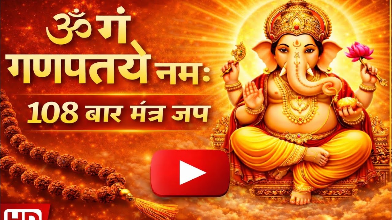 ॐ गं गणपतये नमः | 108 बार मंत्र जप | Ganesh Mantra 108 Times