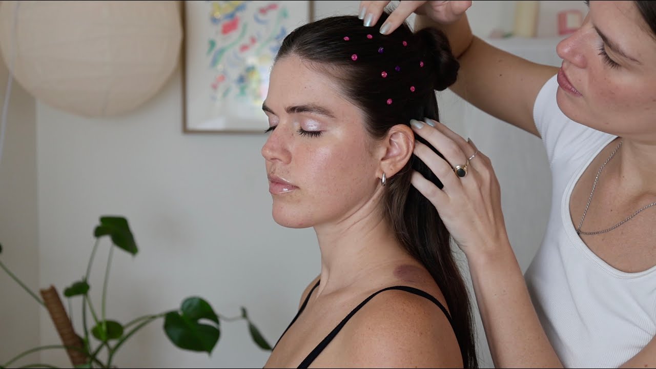 ASMR Perfectionist Sleek Updo W/ Gems & Glowy Makeup Look 💎💖 (Whisper)