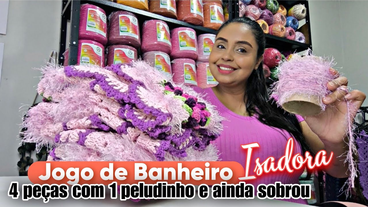 JOGO DE BANHEIRO ISADORA LUXUOSO COM UM CONE DE PELUDINHO FIZ 4 PEÇAS 🤩