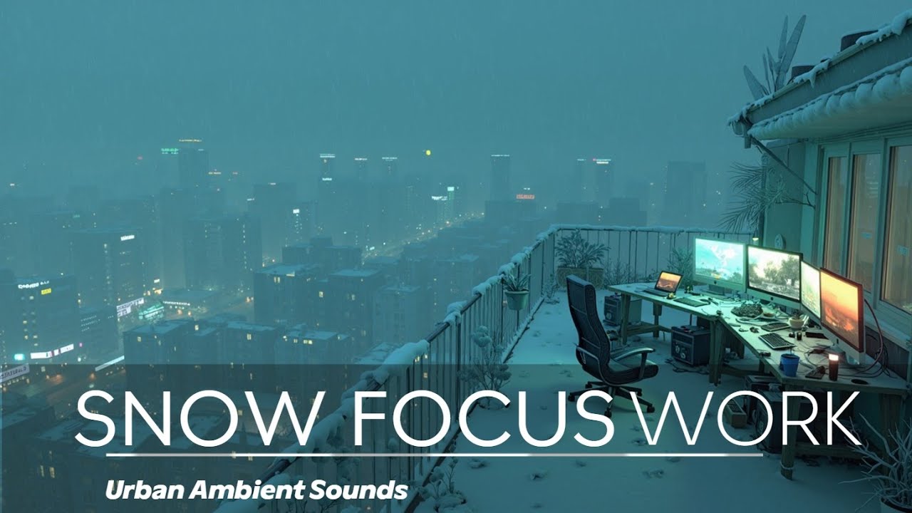 Snowy Rooftop Focus Music for Deep Work - Urban Ambient Sounds to Concentrate