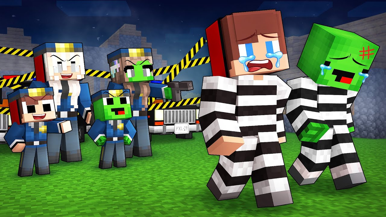 JJ and Mikey KICKED OUT by POLICE FAMILY in Minecraft - Maizen