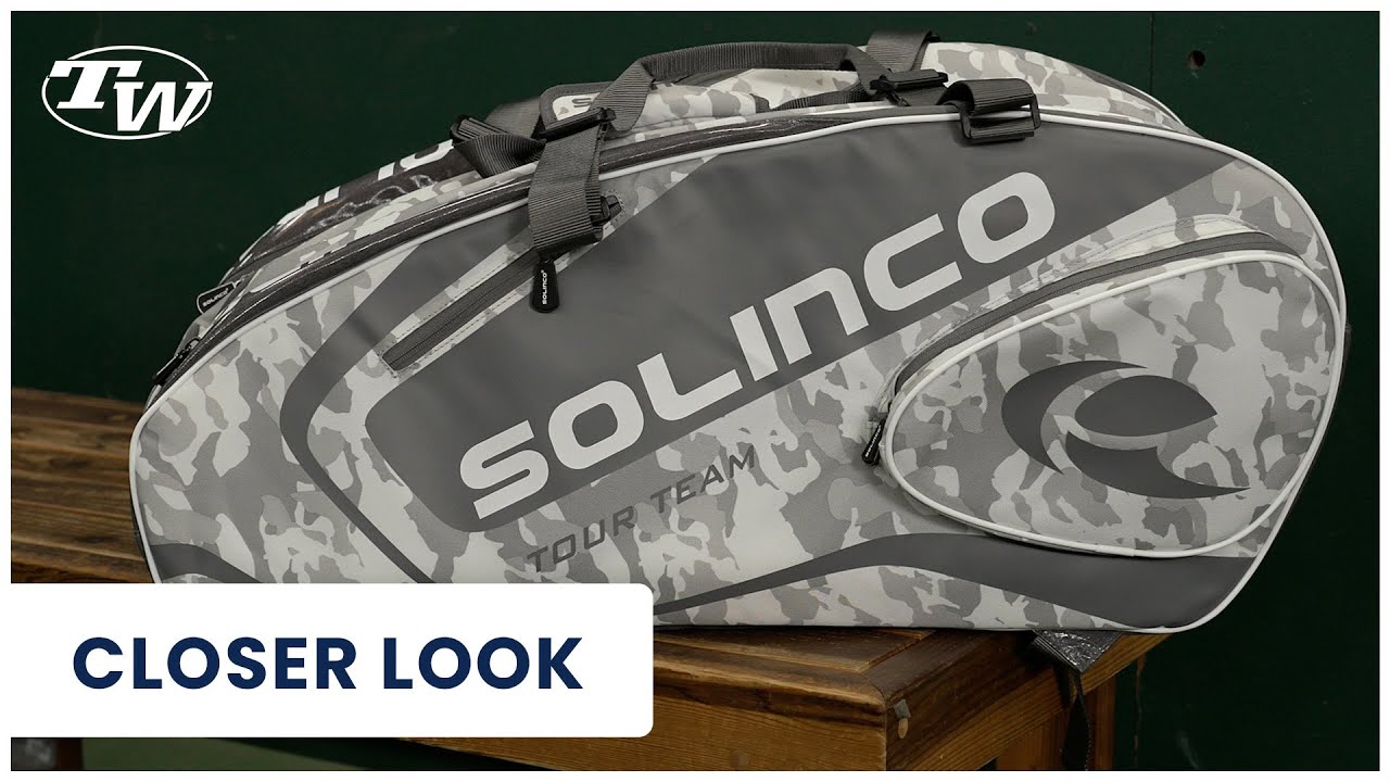 Take a look at the Solinco Camo 15 Pack Tennis Racquet Bag - loads of space for tournament players