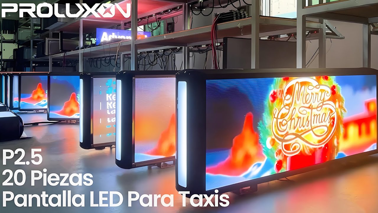 Pantalla LED Publicitaria de Doble Cara para Techo de Taxi, Pantalla LED de P2.5 con 960 mm x 320 mm