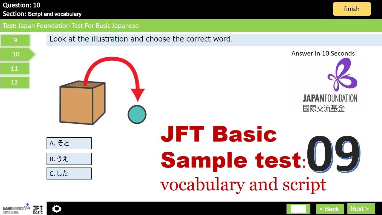 JFT Basic sample test|Marugoto|Irodori: Script and vocabulary :09