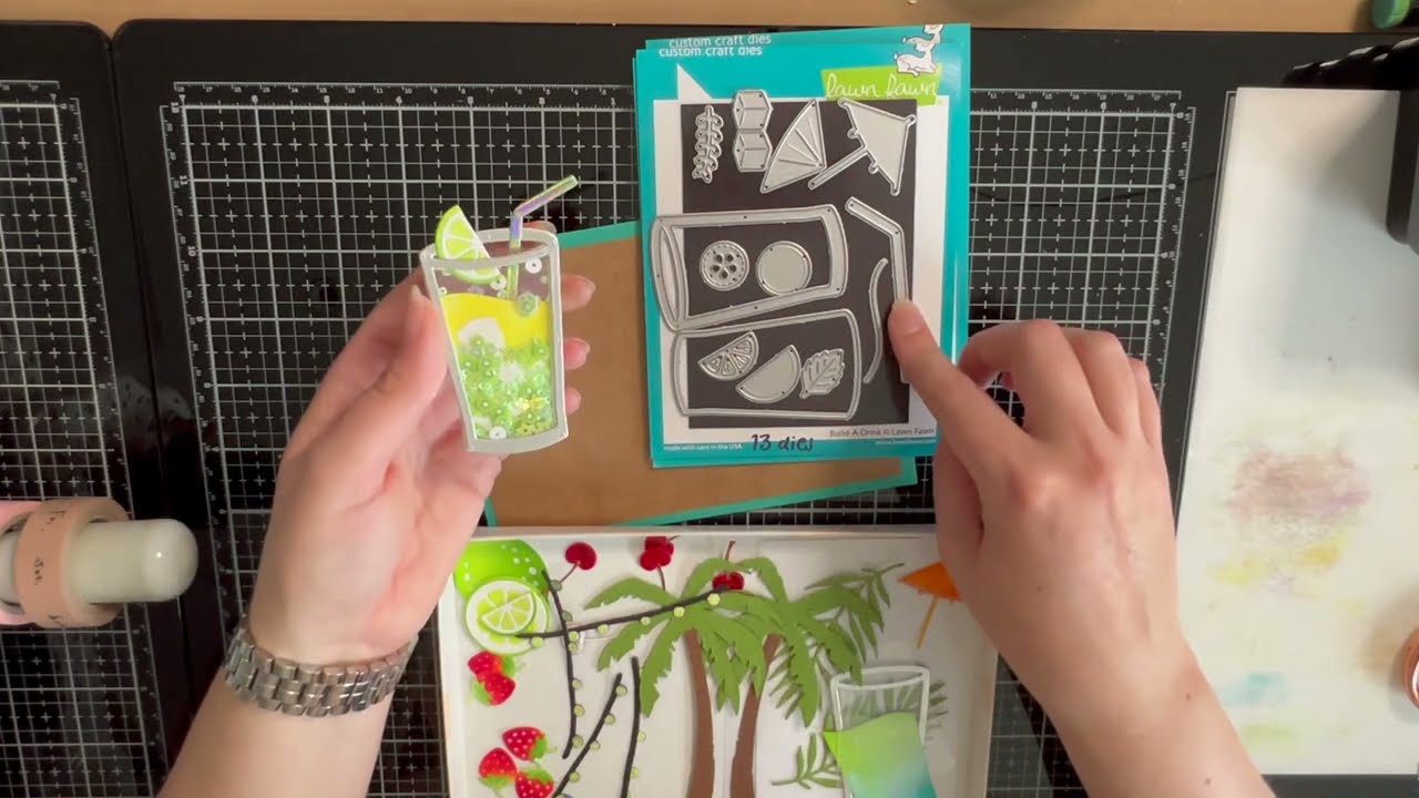 Cocktail Shaker Card with Lawn Fawn Build-a-Drink