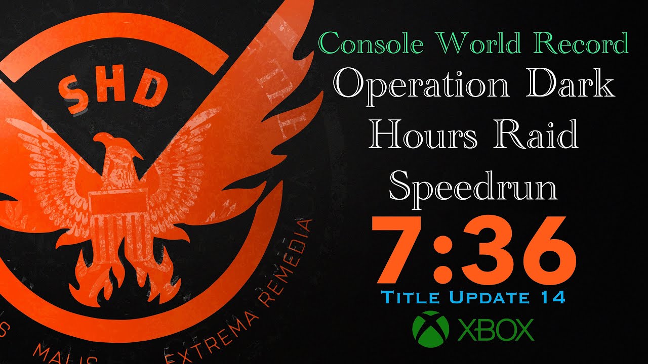The Division 2 | [7:36] Title Update 14 Operation Dark Hours Raid Speedrun [Previous Console WR]