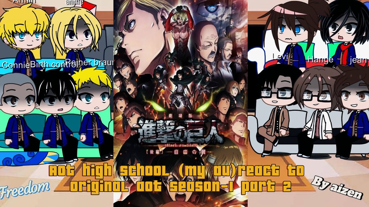 Attack on titan high school (My au) react to aot original Season-1 (2/!?)