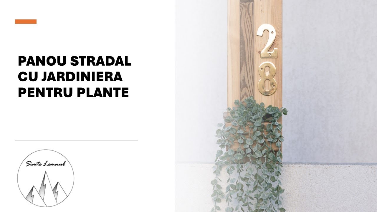 DIY wood project - Panou stradal (panou numar casa) cu jardiniera (Proiect 9)