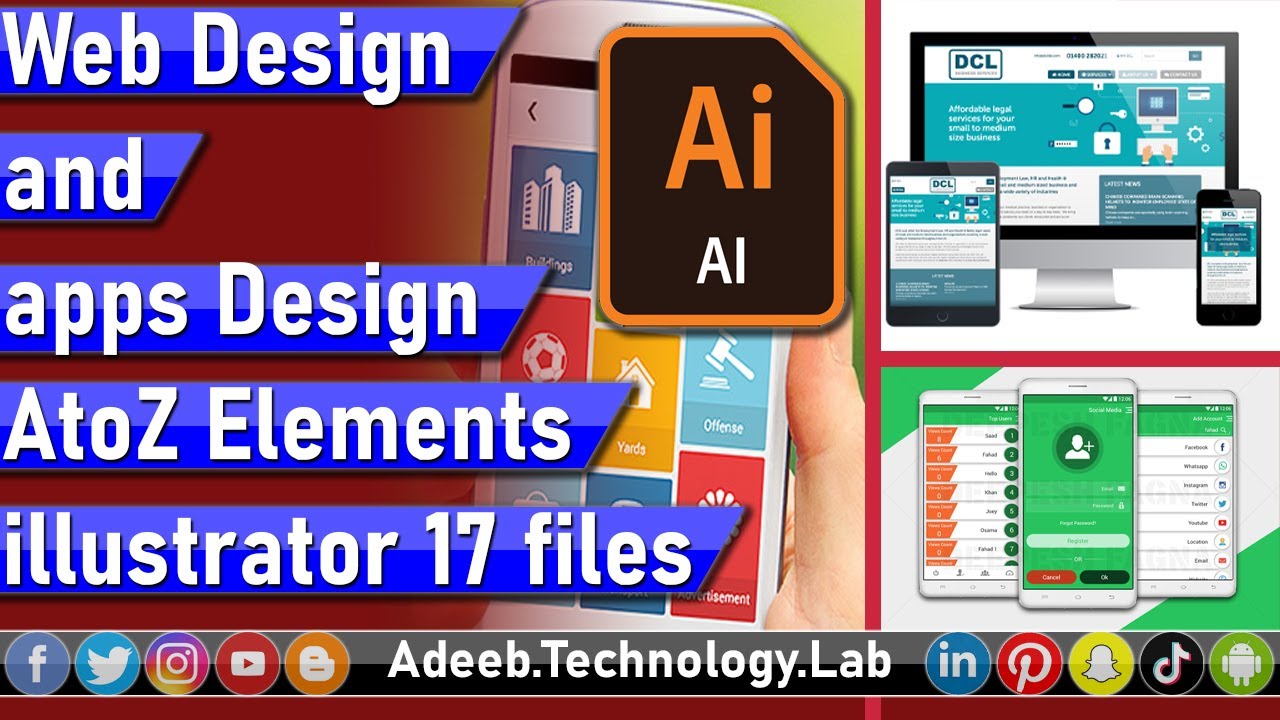 🔴 Web Design and android apps Design AtoZ Elements illustrator 17 files