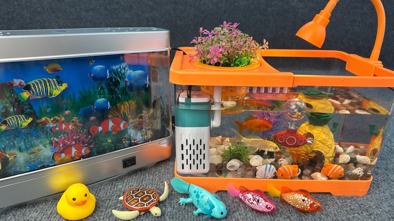 Satisfied Unboxing Mini Aquarium Robot Fish Ocean World Fishing Toys Aquarium ASMR