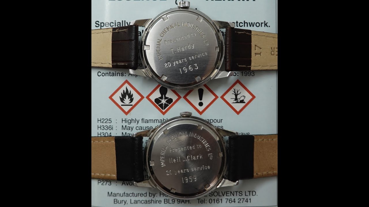 A 1959 and a 1963 Garrard men's vintage watch, each with an engraving from ICI (Hardy and Clark)