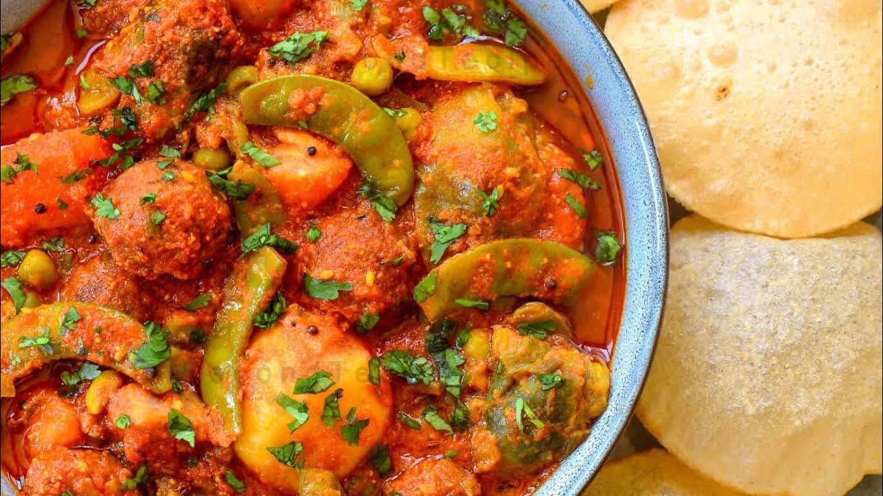 स्वाद से भरपुर 😋सब्जी मसालादार गुजराती उंधियो पूरी 🤤रेसिपी... masaledar 🥘 undhiyu