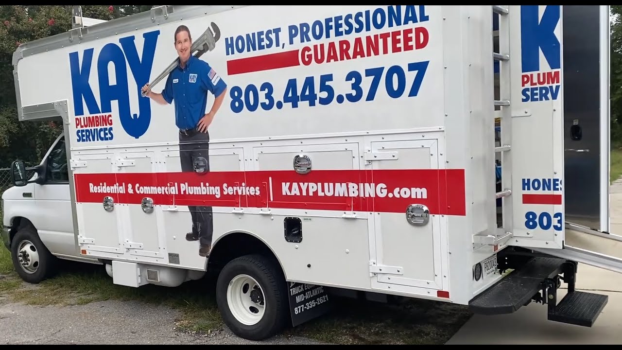 2021 Ford With Dejana Custom Plumbing Service Body with a Ramp.