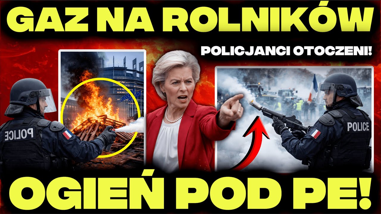 STRASBURG PŁONIE! Rolnicy kontra UE – GAZ, OGIEŃ i NOCNA BLOKADA Parlamentu