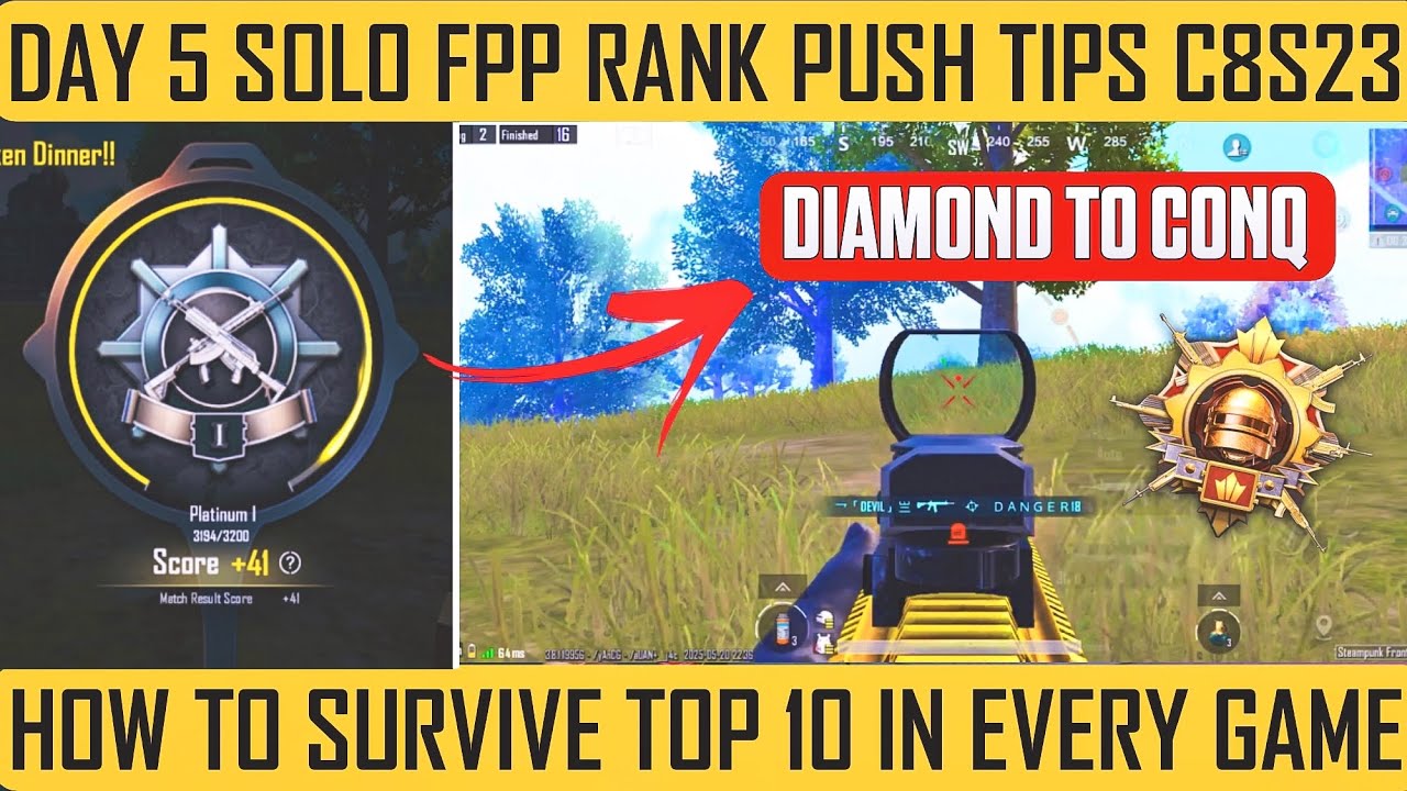 FPP SOLO : DAY-5 Diamond to conqueror tips & tricks | Solo fpp conqueror tips | Solo fpp rankpush