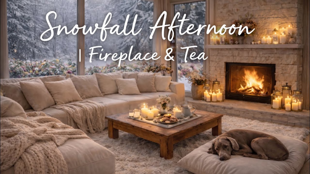 Snowfall Afternoon | Fireplace & Tea