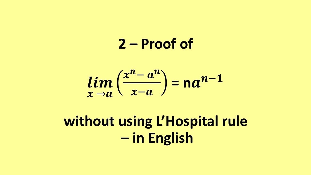 Limit x tends to a x^n   a^n by x a=na^n 1 by D' L Hospital Rule