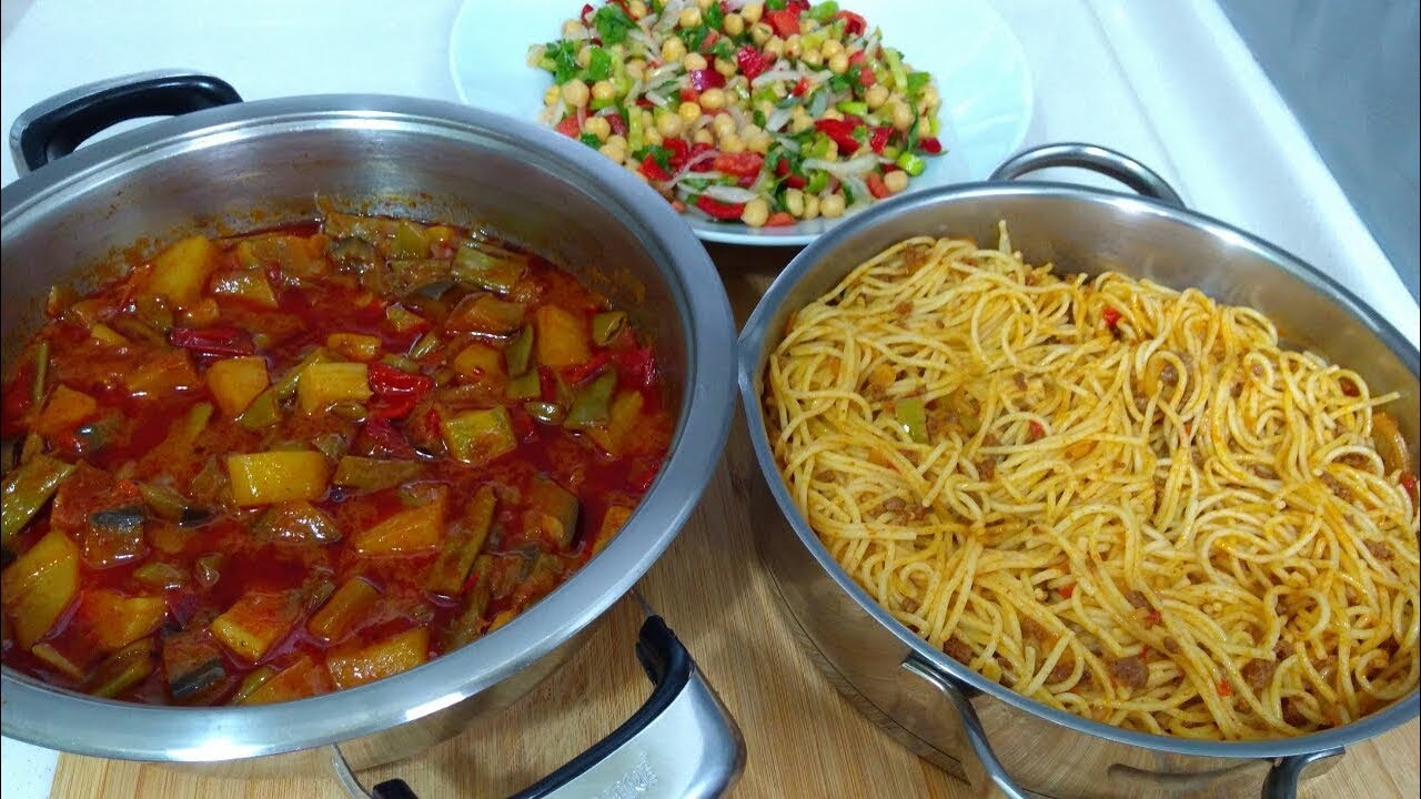 Akşam yemeği İçin Yaz Türlüsü/Kıymalı Makarna/Nohut Salatası/Akşam Yemeği Menüsü/Seval Mutfakta