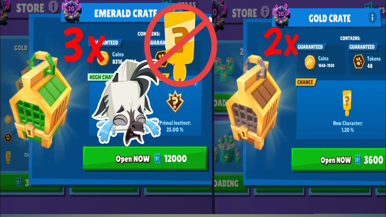 No character at all after opening Emerald and Gold Crates 😭