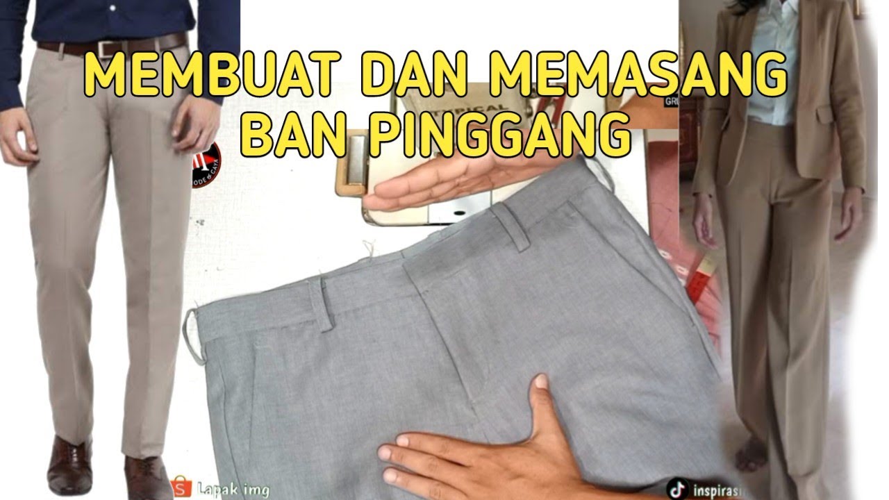 MENJAHIT MEMBUAT BAN PINGGANG | MEMBUAT TALI BAN PINGGANG | MENJAHIT MEMASANG BAN PINGGANG | CELANA
