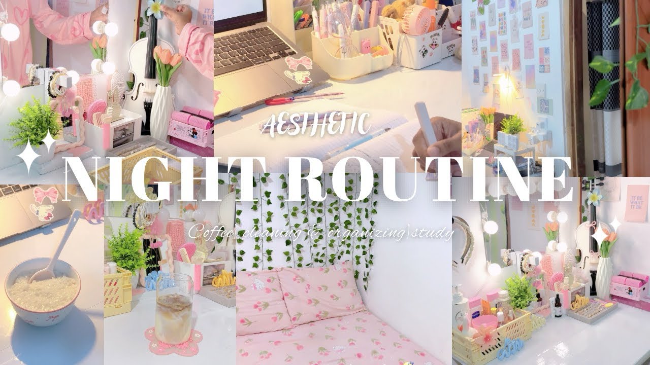⋆. 𐙚 ˚Productive night routine🌙🌷✨ +study session| coffee break| cleaning and organizing