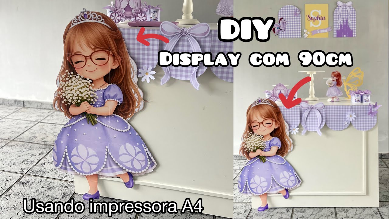 DIY - Display de chão com mais de 90cm em impressora A4 - passo a passo