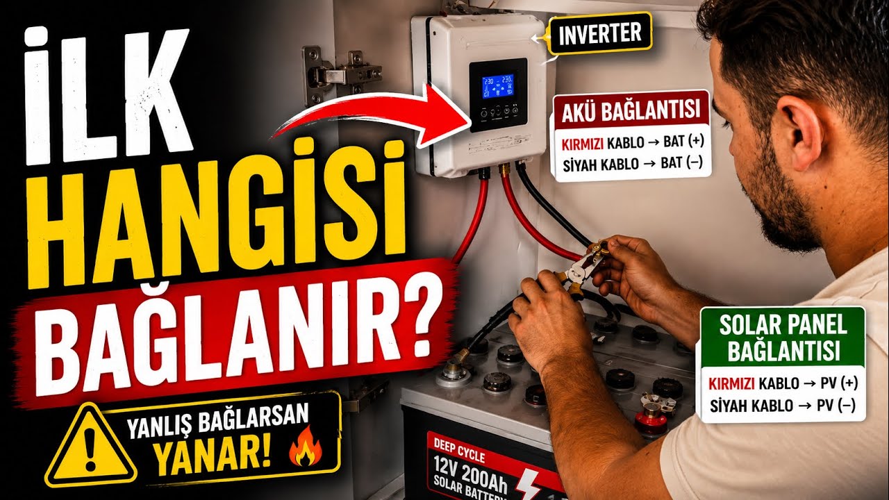 Güneş paneli sisteminde invertera akü ve solar kablo bağlantısı nasıl yapılır