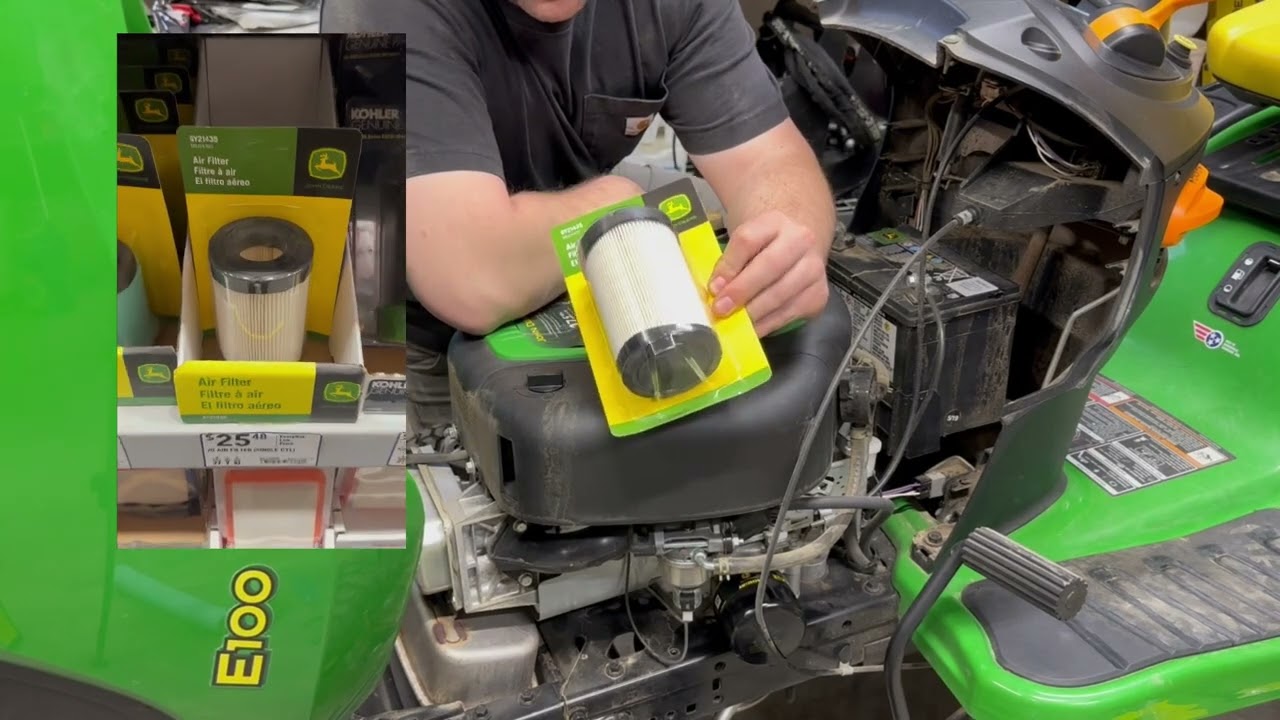 How To Change The Air Filter On A John Deere 100 Series Lawn Tractor (17.5HP)