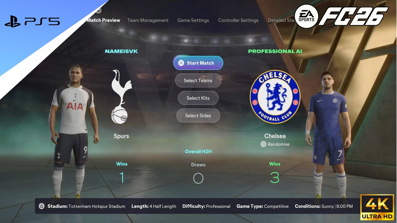 FC26 Gameplay| London Derby| Tottenham Hotspur vs Chelsea| Premier League| PS5| 4K