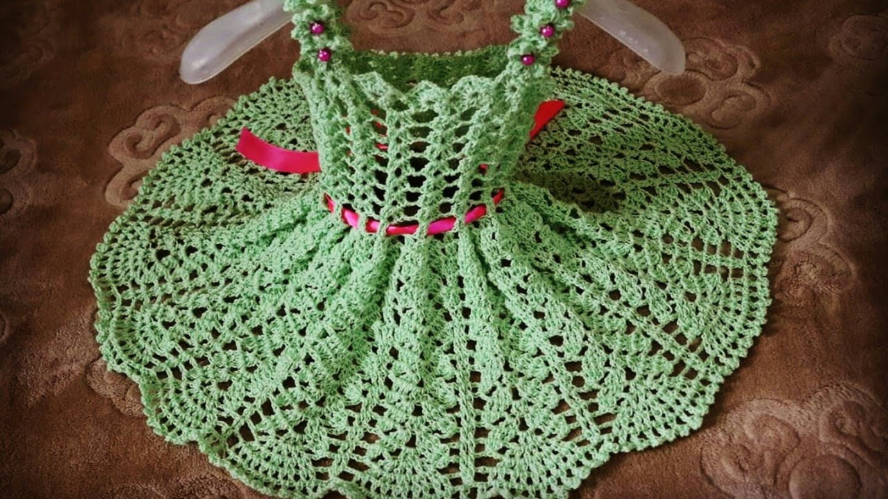 كروشيه فستان اطفال (تجهيزات العيد)فستان بناتي سهل جدا خطوة بخطوة (رهف2)Crochet Baby Dress