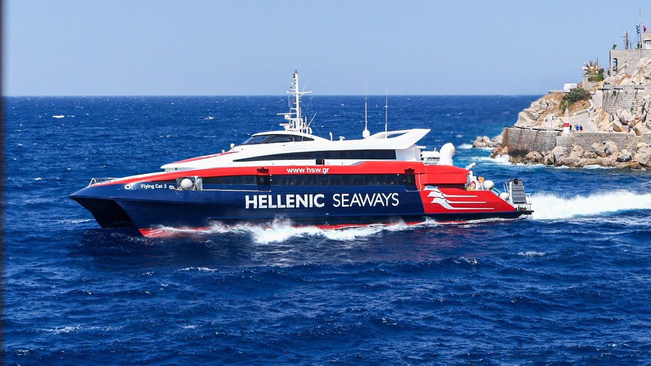 Ύδρα – Άφιξη & αναχώρηση με δυνατό Βοριά | Flying Cat 3 | Arrival/Departure – Hydra island