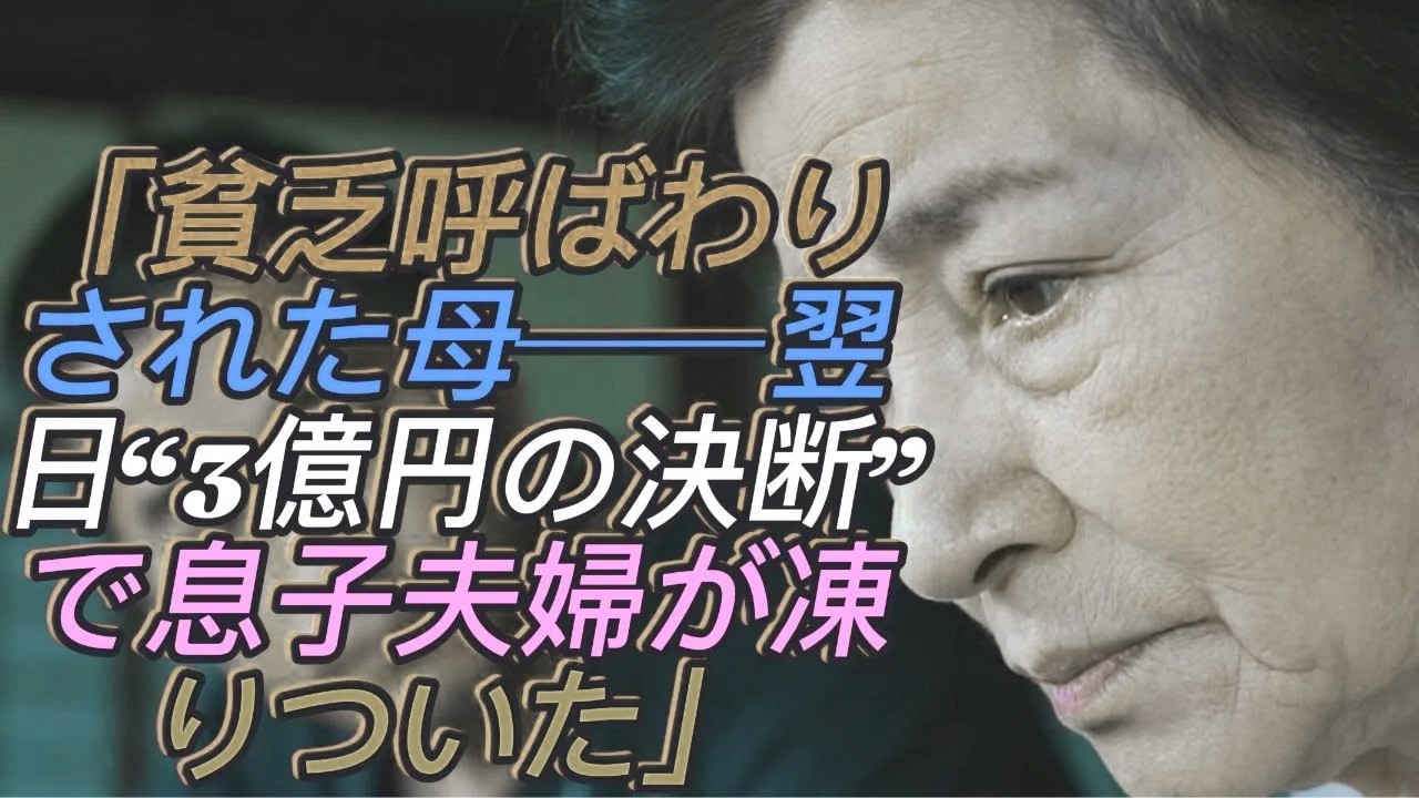 「遺産なんてないよ」──年金暮らしの私を貧乏扱いして追い出した息子夫婦。だが翌日、3億円の全財産を引き出した“母の決断”に凍りついた！
