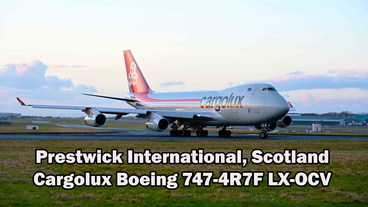Cargolux B744 LX-OCV departs Prestwick 16-FEB-2026