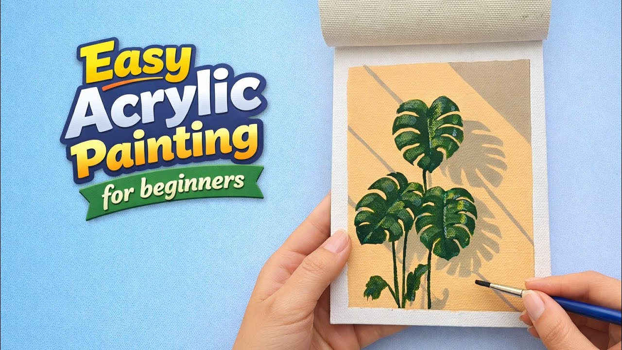 Mini leaves painting _ acrylic painting tutorials 