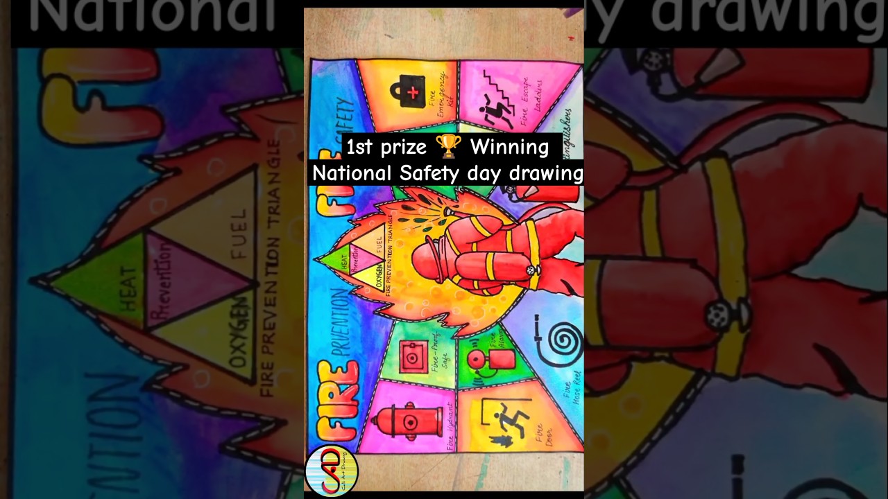 National Safety Day Drawing easy,4th March| Safety Day Poster Drawing| Safety First drawing