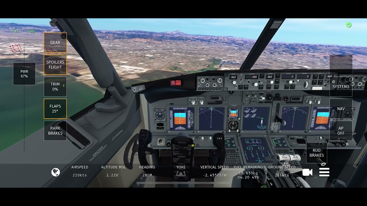KSFO発KOAK空港行きコックピット　 〔失敗〕　成功は次のロング動画であげます！　B737-700 国航