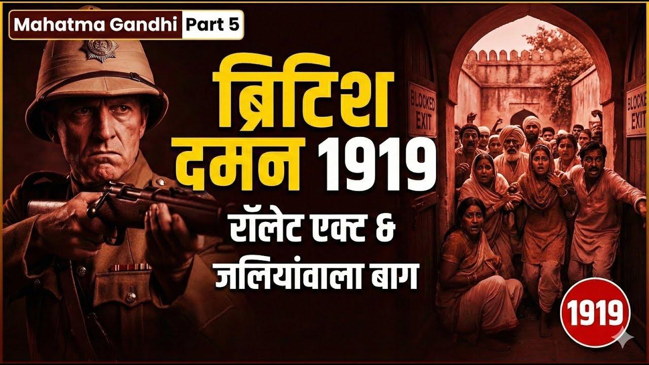 रॉलेट एक्ट और जलियांवाला बाग कांड (1919) | British Repression | Gandhi Part 5 | UPSC, SSC, IBPS