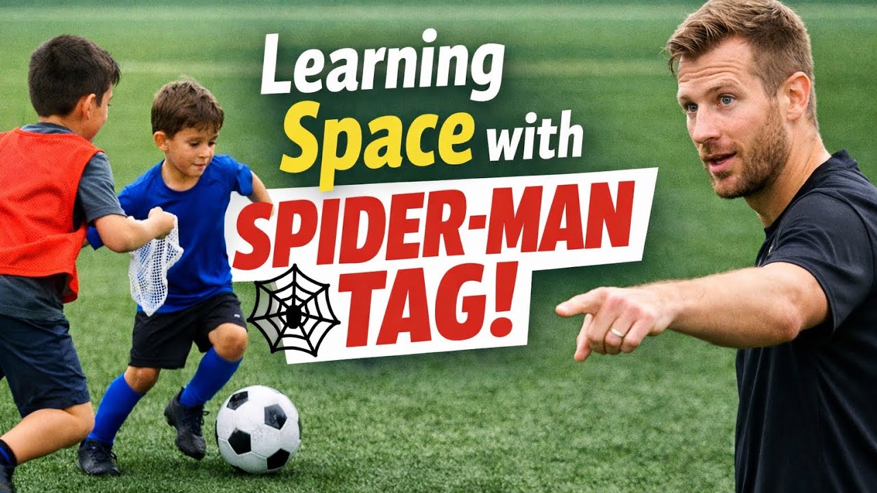 Guided Discovery in Kids Soccer | Learning Space Through Spider-Man Tag