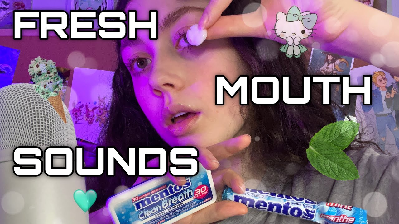 asmr. Minty Fresh Mouth Sounds 🌬️🧊 ( gum chewing, breath checking, chewy/hard mint sounds )