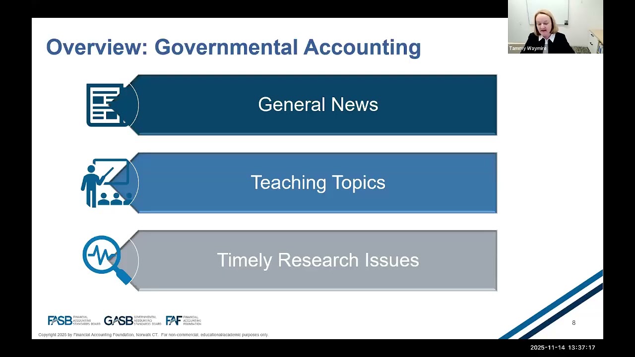 Governmental and Not-for-Profit Accounting Webcast for Academics - Friday November 14, 2025