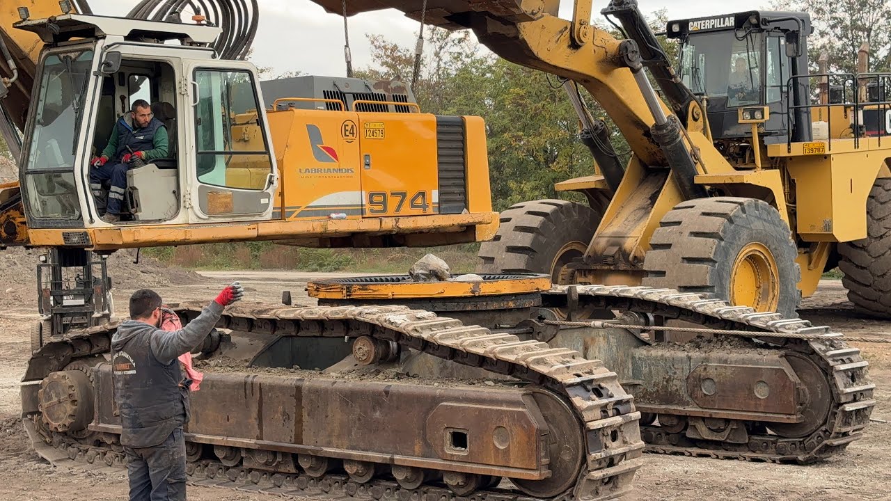 Changing The Rotation Ring Of Liebherr 974 Excavator - Labrianidis Mining Works - 4K