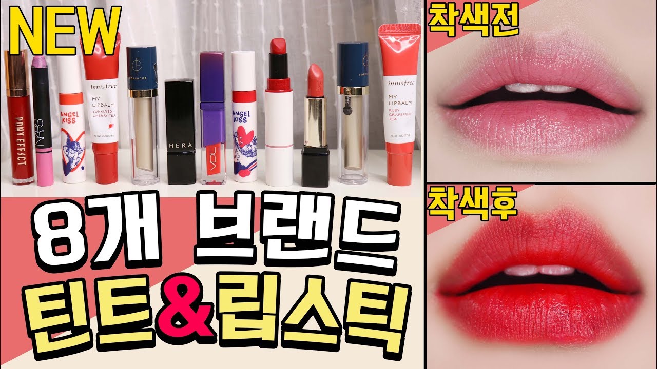💄착색&지속력 갑 학생틴트, 데일리 립스틱 비교리뷰!썸블립#6 💋 에뛰드하우스, 아리따움, 이니스프리, 나스, 헤라, 포렌코즈, vdl,