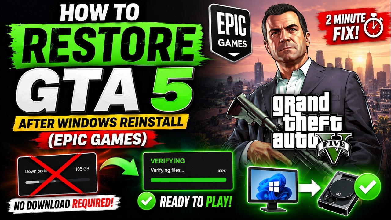 How to Restore GTA 5 After Windows Reinstall (Epic Games) | No Download Required!