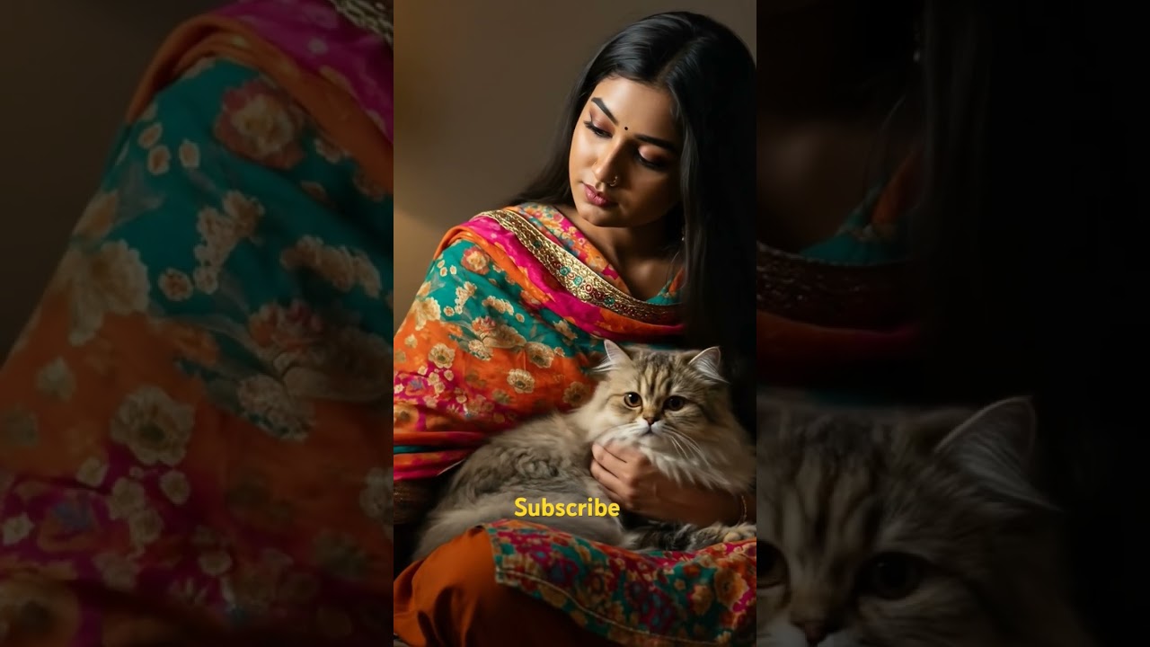 "Lovely Girl and Her Fluffy Persian Cat Moments"