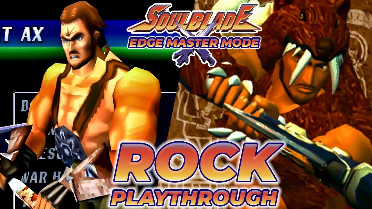 SOUL BLADE (PS1) - ROCK Edge Master Mode Playthrough - Soul Edge