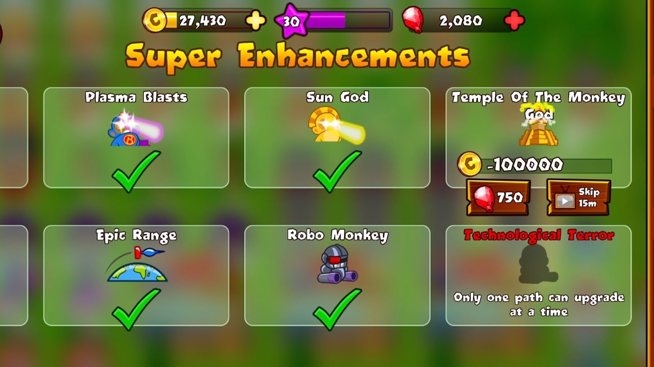 EPISODE 64: SO I FINALLY BOUGHT SUPER MONKEY'S TEMPLE OF THE MONKEY GOD UPGRADE!| Bloons Monkey City