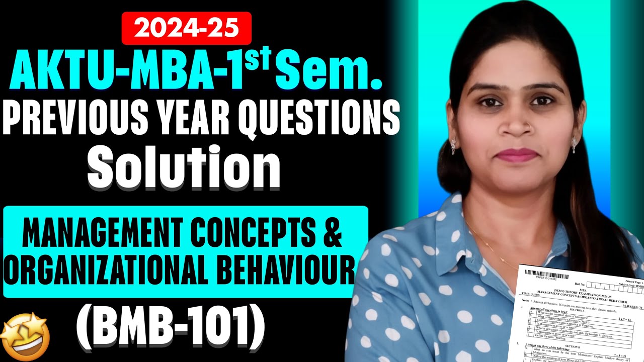AKTU | MBA 1st Sem | Management Concepts & Organisational Behaviour | Previous Year Paper 2024