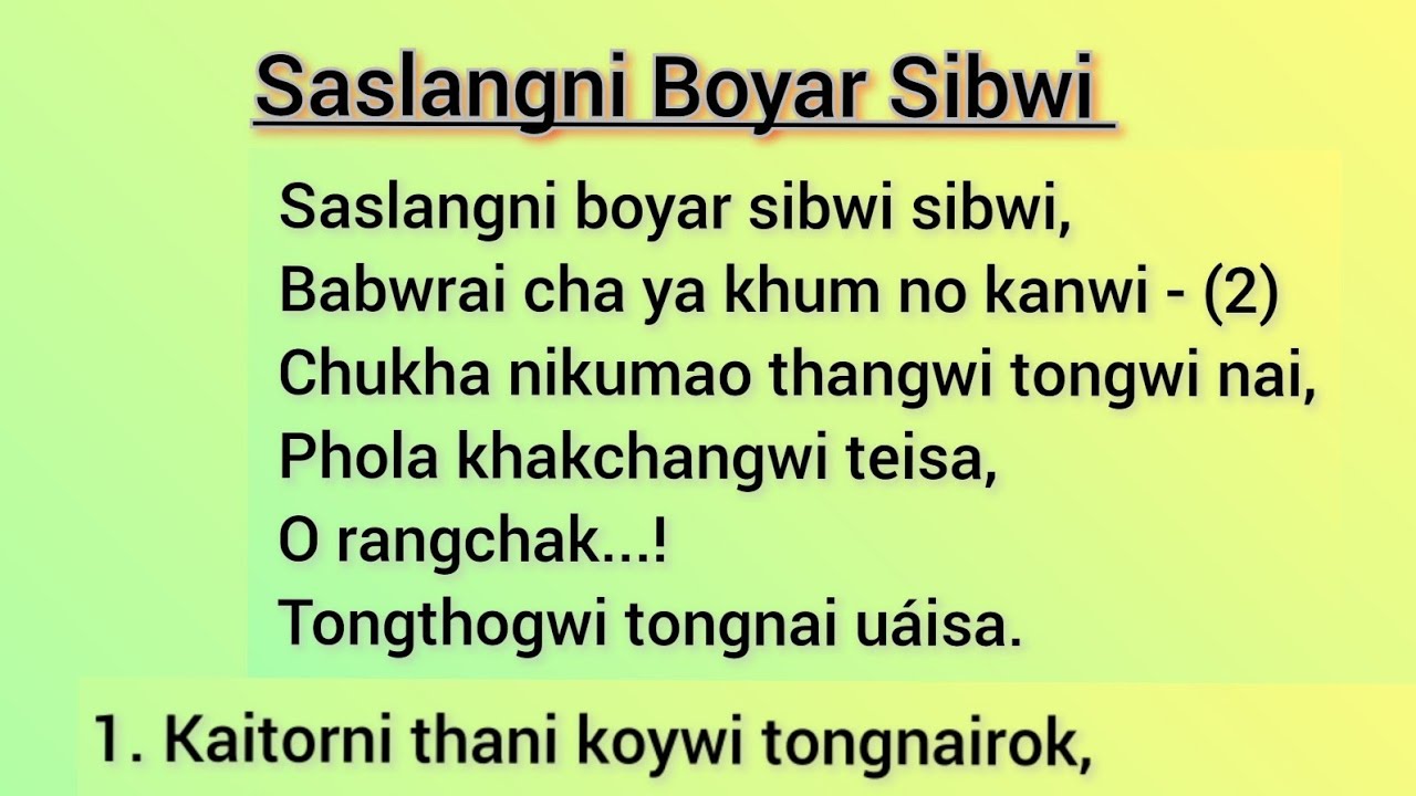 Saslangni Boyar Sibwi Sibwi | Lyrical video | Pastor Apurba Debbarma | Kokborok Christian song |