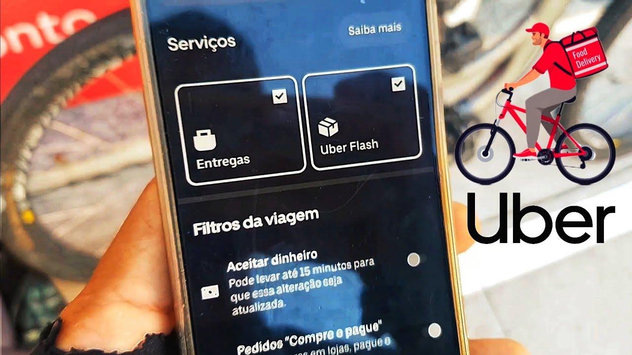 Mostrando um pouco o aplicativo da Uber de bike e Resultado de 6 horas de trabalho