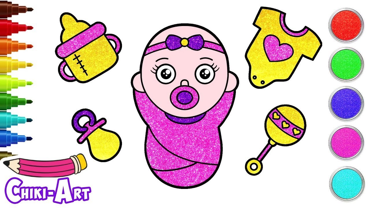 Как рисовать детские аксессуары | Рисование и раскрашивание блестками для детей | Chiki Art
